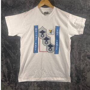 VTG 90s Wright-Patt Top 3 Graphic T Shirt Men’s Medium White BEST FOTL USA!
